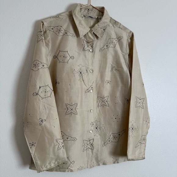 Vintage French Laundry 100% silk embroidered button down shirt - Picture 7 of 10